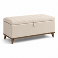 Gepolsterte Sitzbank mit Stauraum und Klappdeckel, 120 × 45 × 50 cm, Beige/Braun