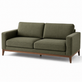 3-Sitzer-Sofa aus Webstoff und Holz, Olivgrün/Braun, 200 × 86 × 84 cm, moderner Mid-Century-Stil