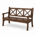 Gartenbank aus Holz mit Armlehnen und Kreuzstreben, 150 × 60 × 90 cm, Dunkelbraun