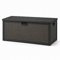 Garten-Aufbewahrungsbox mit Deckel, 120 × 55 × 60 cm, Schwarz/Grau, Kunststoff in Polyrattan-Optik