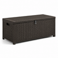 Garten-Aufbewahrungsbox mit Klappdeckel und Flechtoptik, 120 × 55 × 60 cm, Dunkelbraun