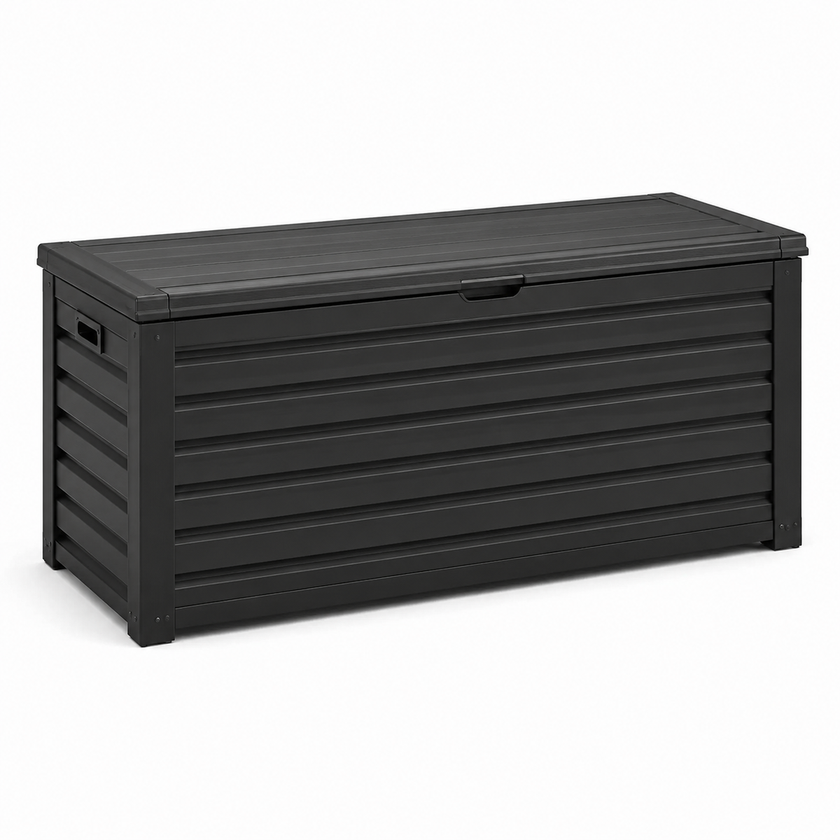Garten-Aufbewahrungsbox aus beschichtetem Metall mit Klappdeckel, Anthrazit, 132 × 62 × 65 cm