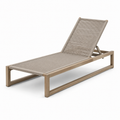 Gartenliege aus Holz und Seilgeflecht mit verstellbarer Rückenlehne, Natur/Beige, 200 × 70 × 95 cm