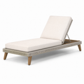 Gartenliege mit verstellbarer Rückenlehne und Polsterauflage, 200 × 75 × 85 cm, Creme/Beige/Braun