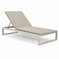 Gartenliege mit verstellbarer Rückenlehne aus Metall und Textilgeflecht, Beige, 200 × 70 × 35 cm